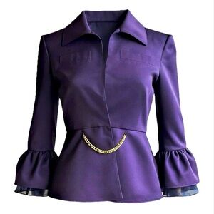 Miu Miu vintage violet flounced-sleeve sculpted jacket, circa 2002–2005